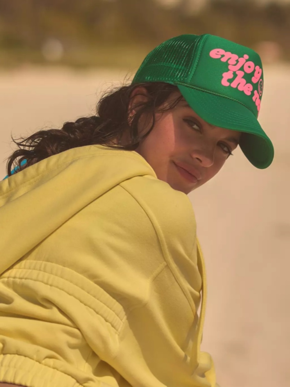 Ascot + Hart for Anthropologie Green Trucker Hat Enjoy the Now Snapback